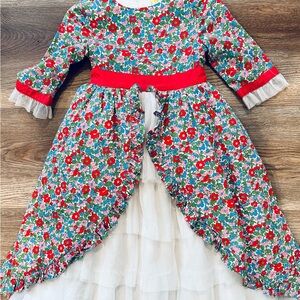 Darling Floral Kids Dress Up Dress with Red Floral Accents
